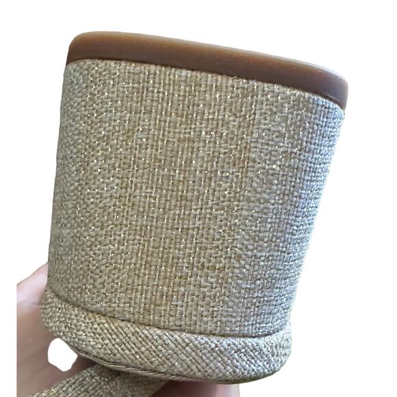 Sam Edelman TARRA GLITZ SLINGBACK HEEL Gold Linen Size 10 New - Picture 6 of 7